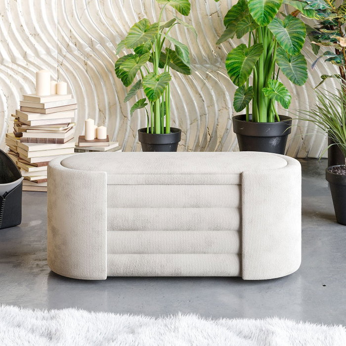 Atelier Del Sofa Banco Crema 105x42x42 cm Espuma Gris 28 DNS Espuma Blanca 14 DNS